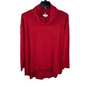 Cupio Red Cowl Neck Oversized Sweater Butter Soft Large longer in back